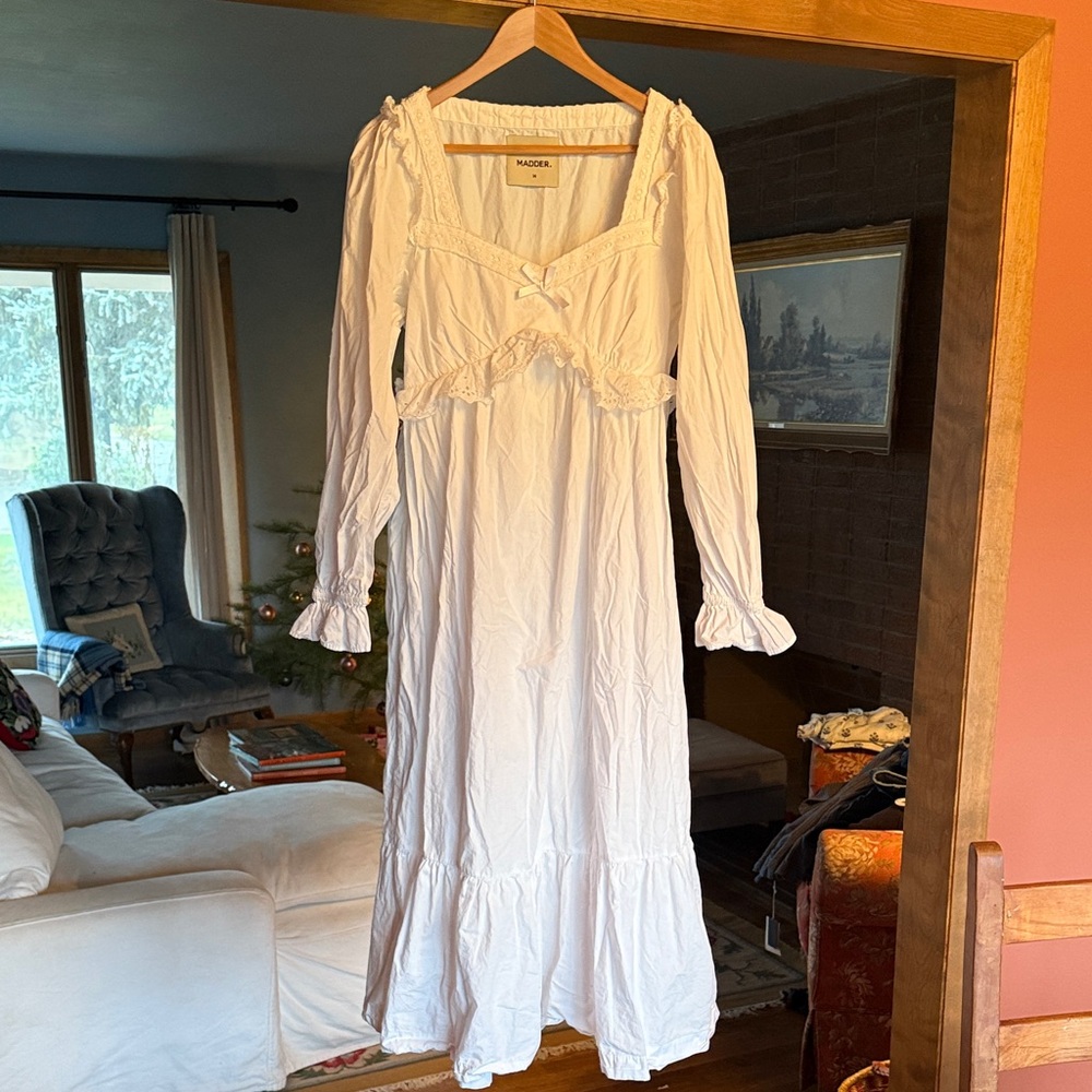 Damson Madder White Long Sleeve Dress